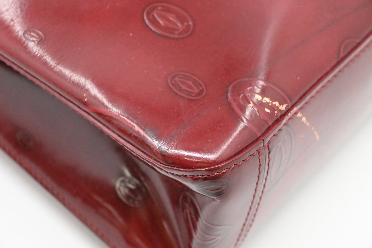 Cartier Handbag in Burgundy Patent Leather
