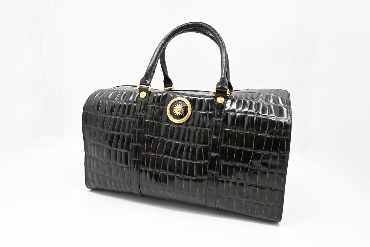 Versace Boston Bag in Black Patent Leather