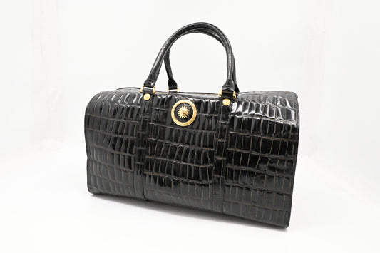 Versace Boston Bag in Black Patent Leather