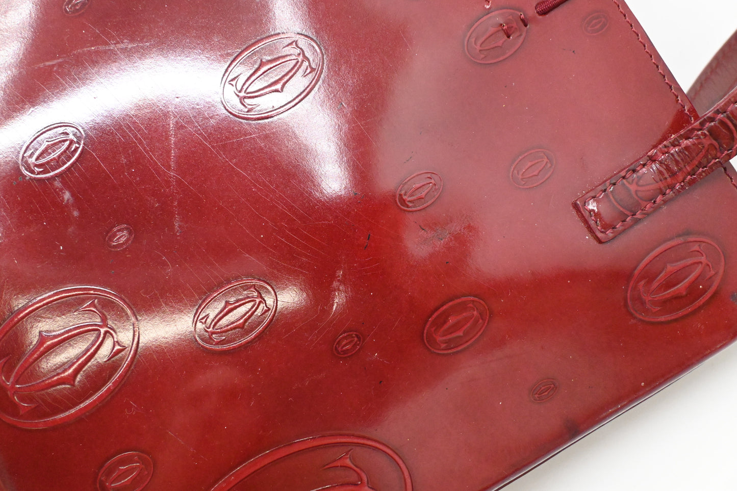 Cartier Handbag in Burgundy Patent Leather