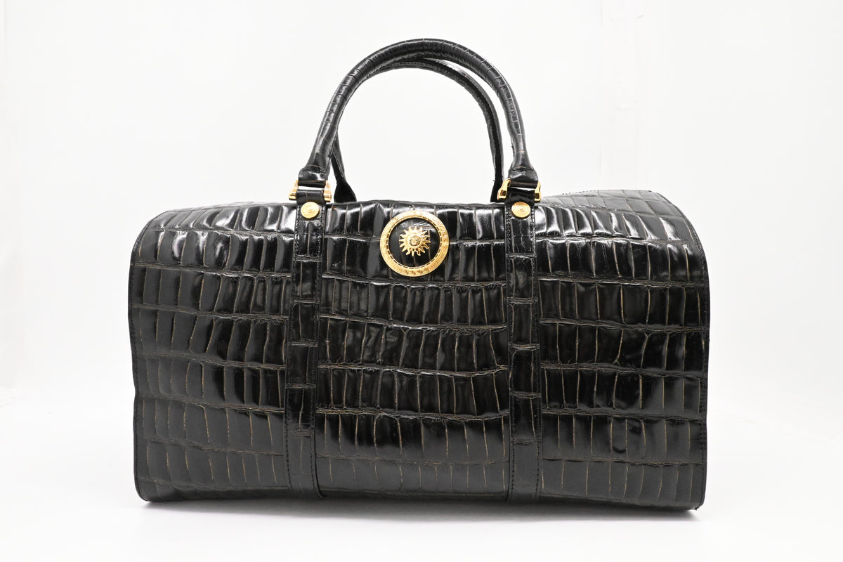 Versace Boston Bag in Black Patent Leather