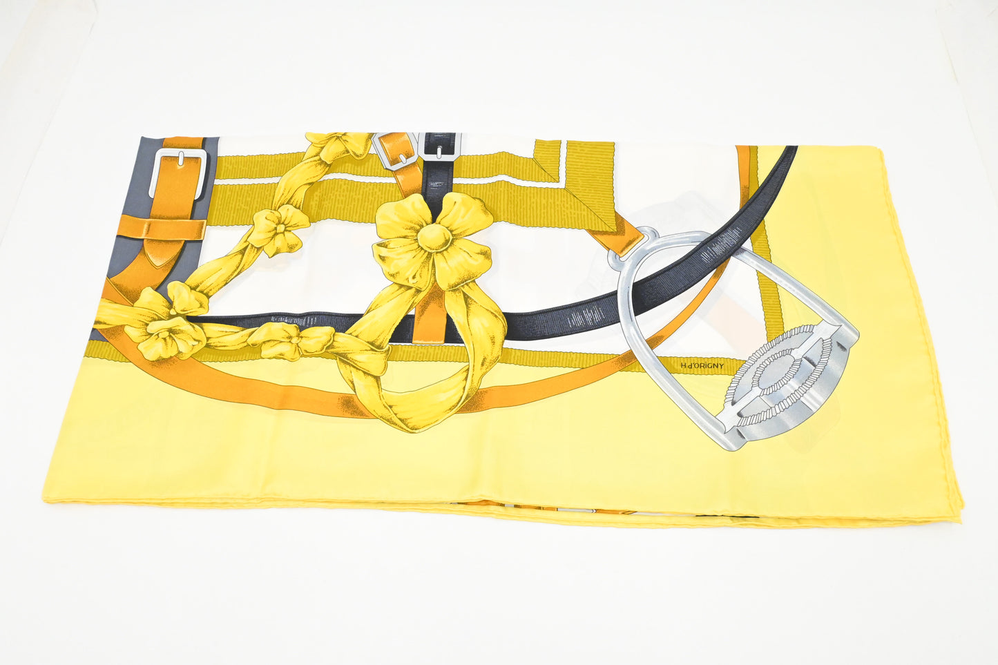 Hermes 'Grand Manege' Carre 140 in Yellow Silk