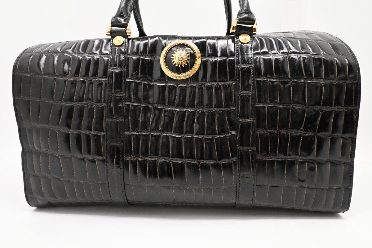Versace Boston Bag in Black Patent Leather