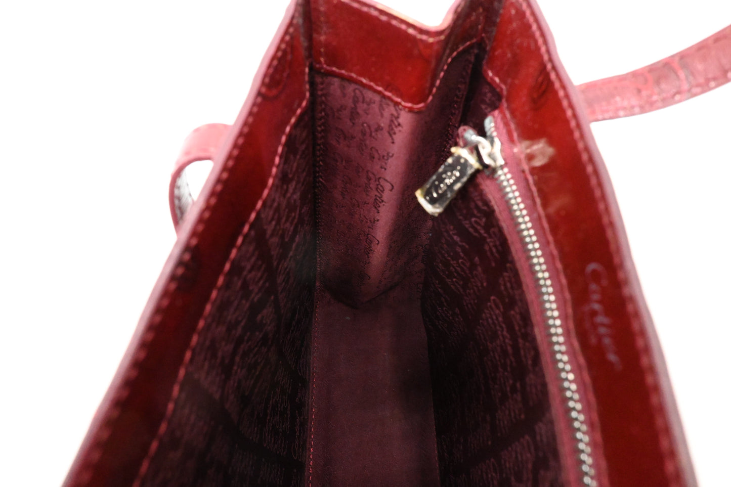 Cartier Handbag in Burgundy Patent Leather