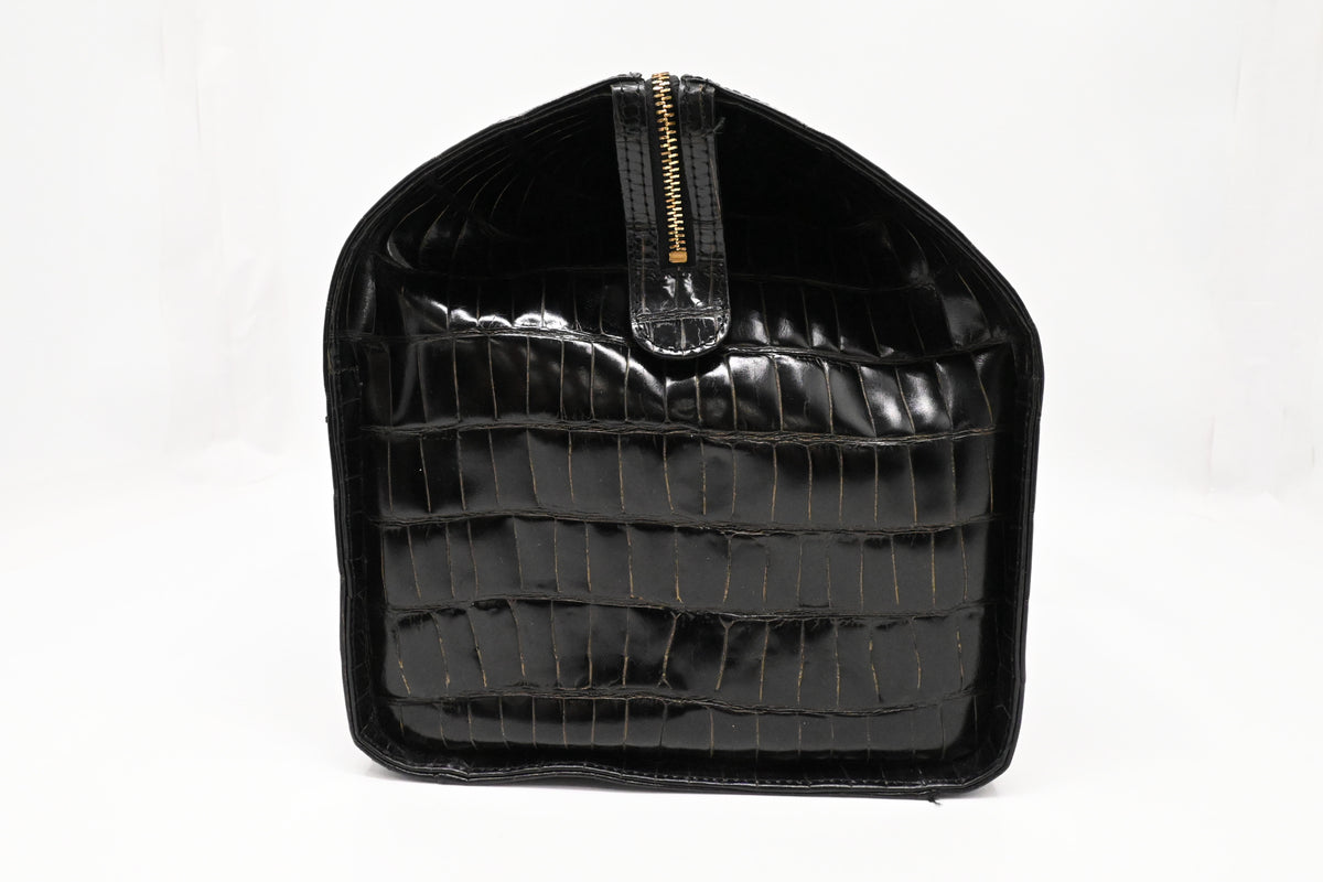 Versace Boston Bag in Black Patent Leather