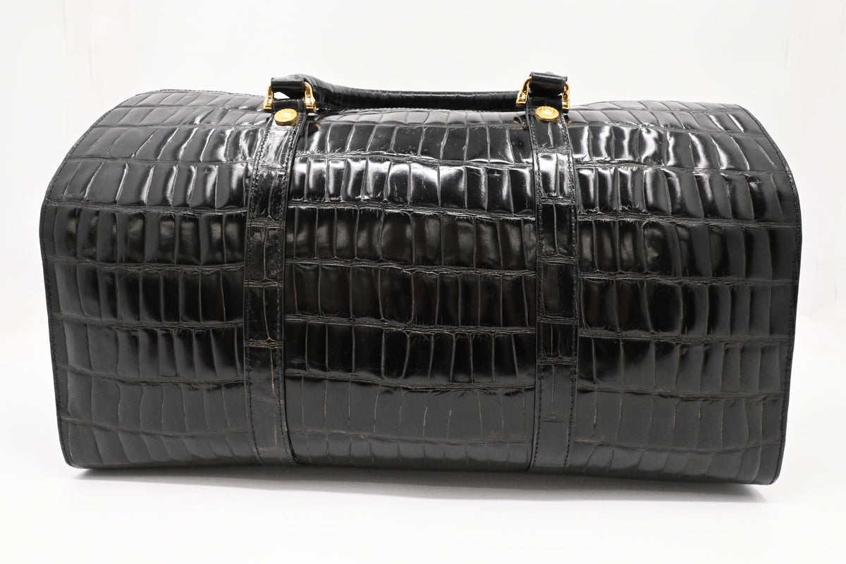 Versace Boston Bag in Black Patent Leather