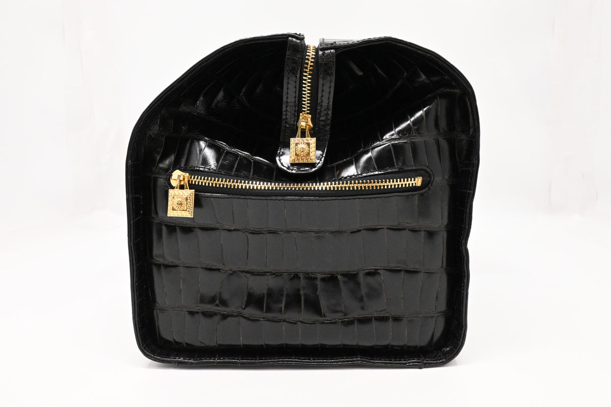 Versace Boston Bag in Black Patent Leather