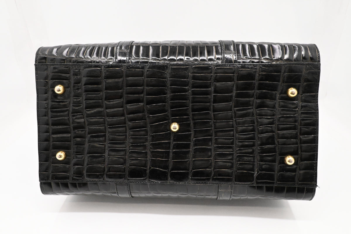 Versace Boston Bag in Black Patent Leather