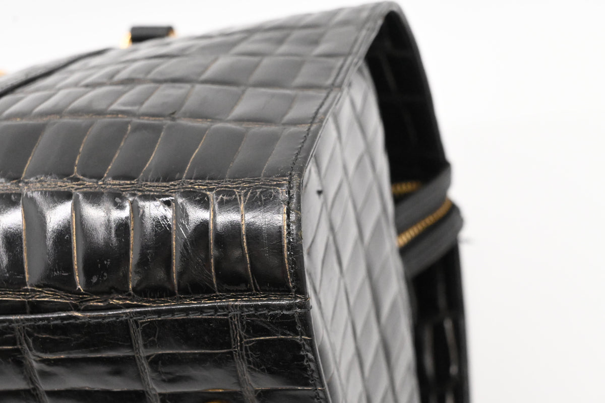 Versace Boston Bag in Black Patent Leather