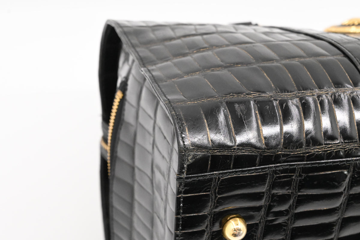 Versace Boston Bag in Black Patent Leather