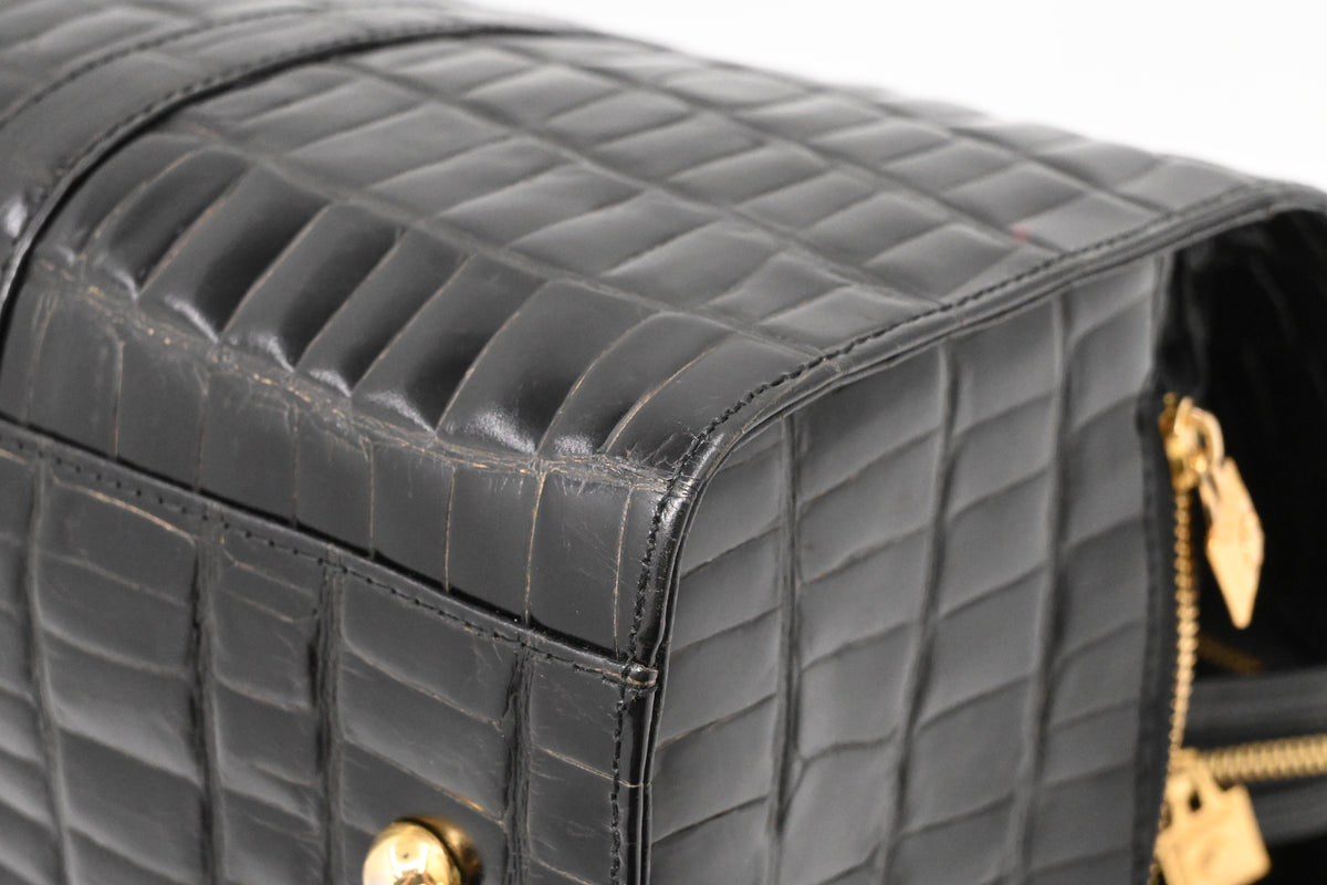 Versace Boston Bag in Black Patent Leather