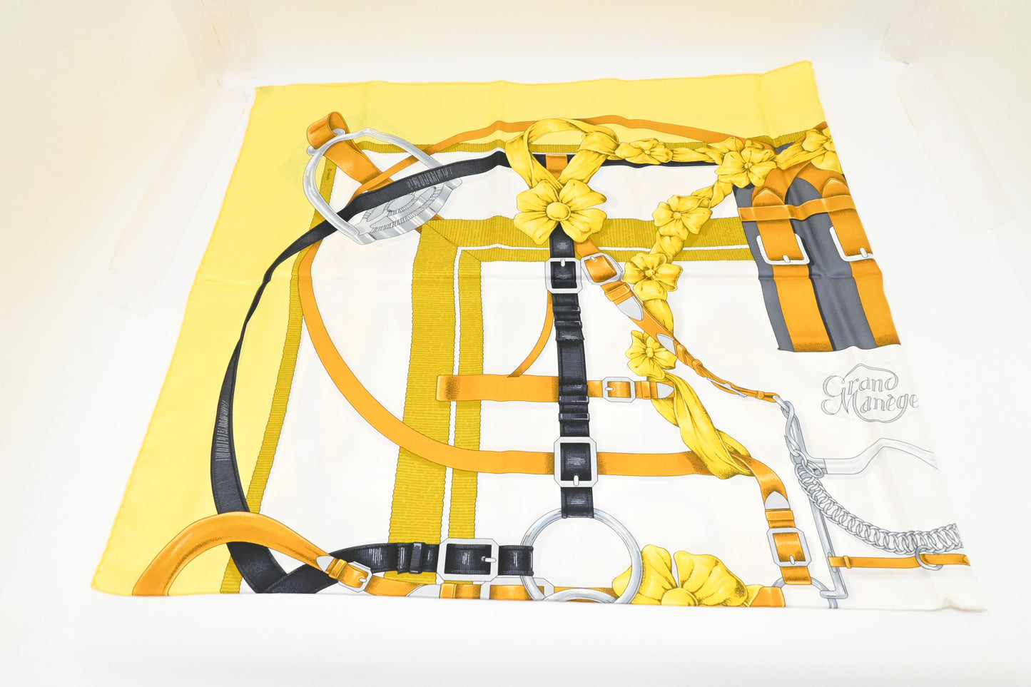 Hermes 'Grand Manege' Carre 140 in Yellow Silk