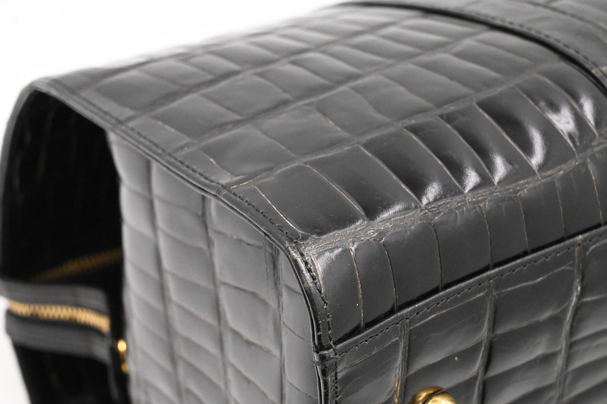 Versace Boston Bag in Black Patent Leather