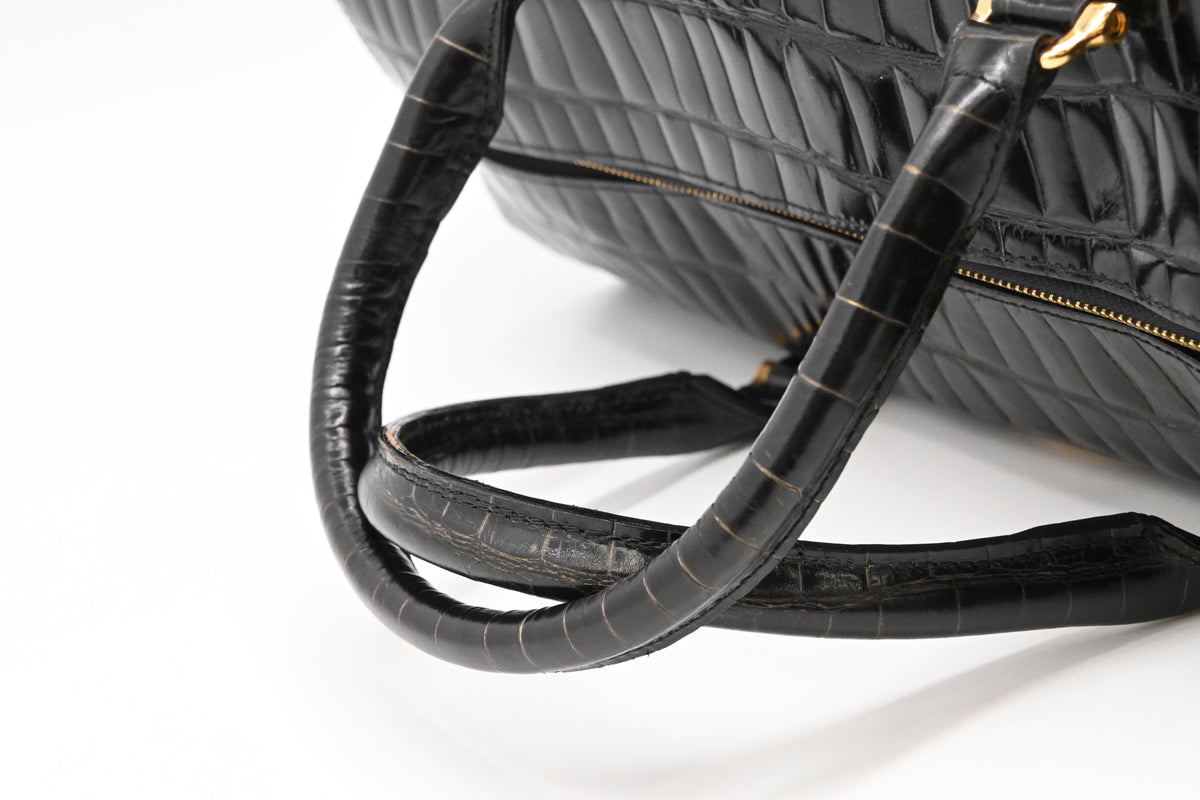 Versace Boston Bag in Black Patent Leather