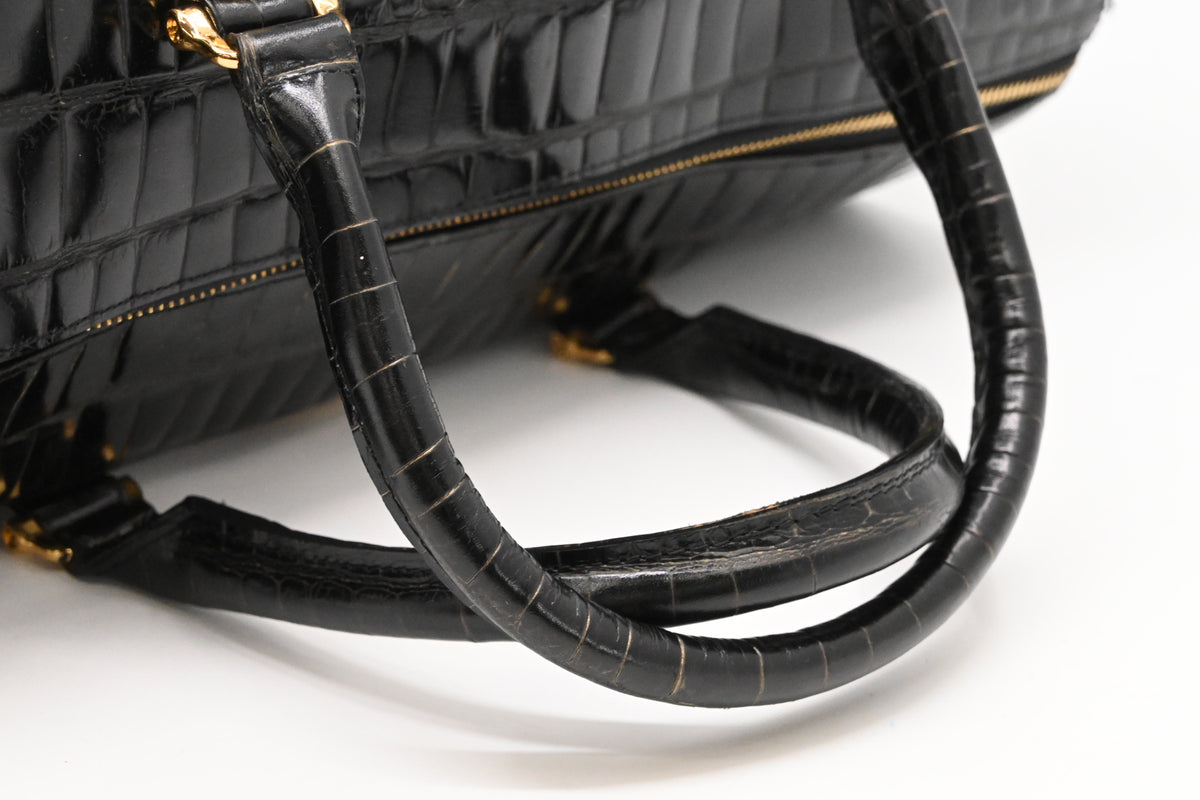 Versace Boston Bag in Black Patent Leather