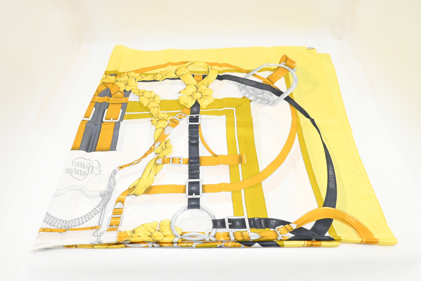Hermes 'Grand Manege' Carre 140 in Yellow Silk