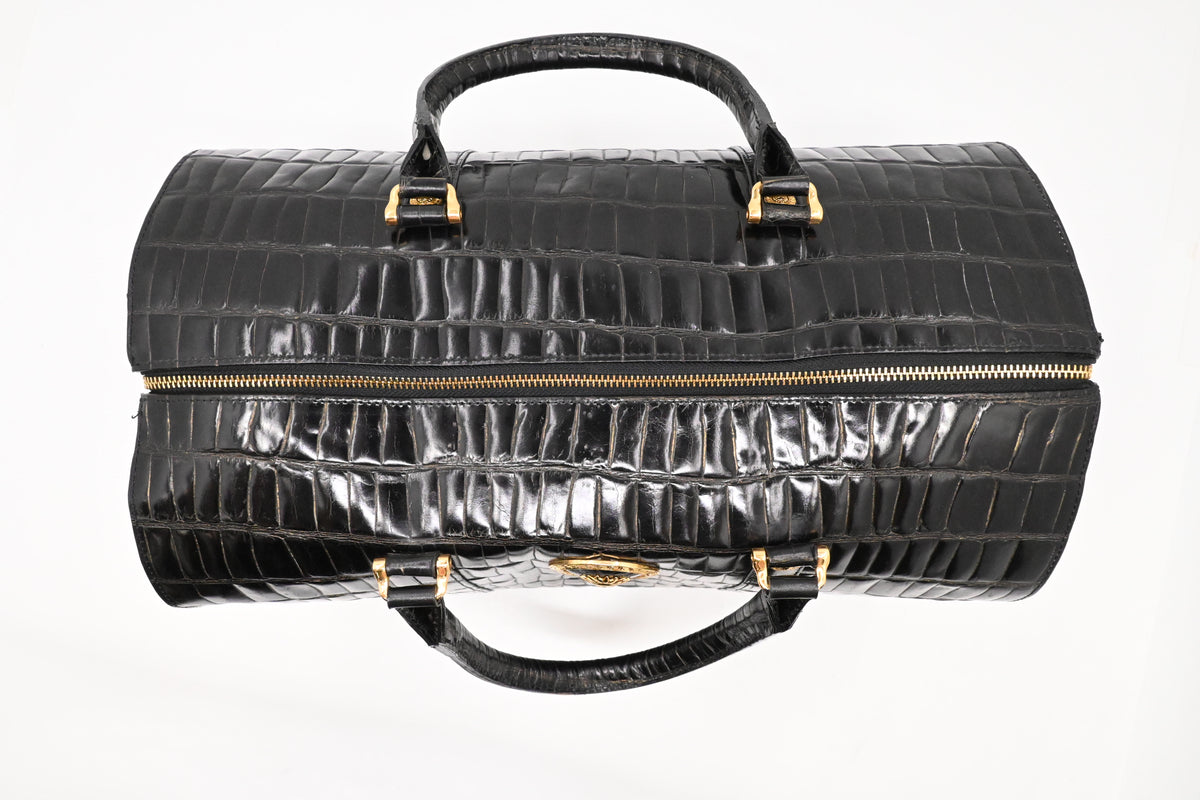 Versace Boston Bag in Black Patent Leather