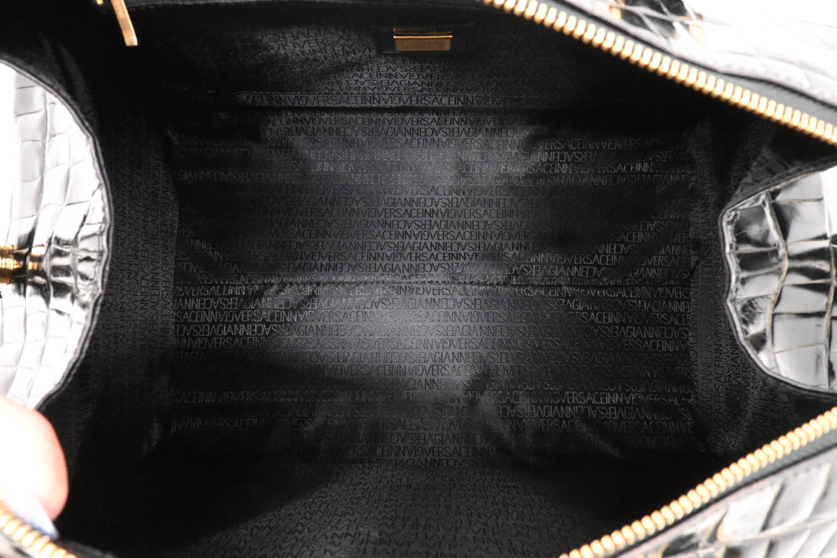 Versace Boston Bag in Black Patent Leather