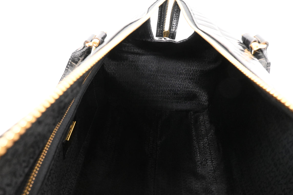 Versace Boston Bag in Black Patent Leather