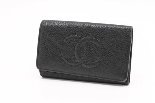 Chanel 6 Key Case in Black Caviar Leather