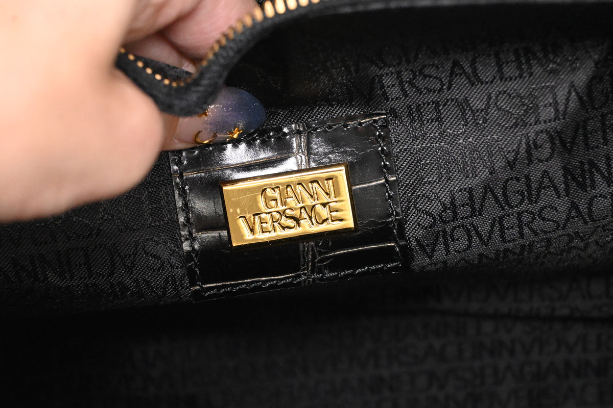 Versace Boston Bag in Black Patent Leather