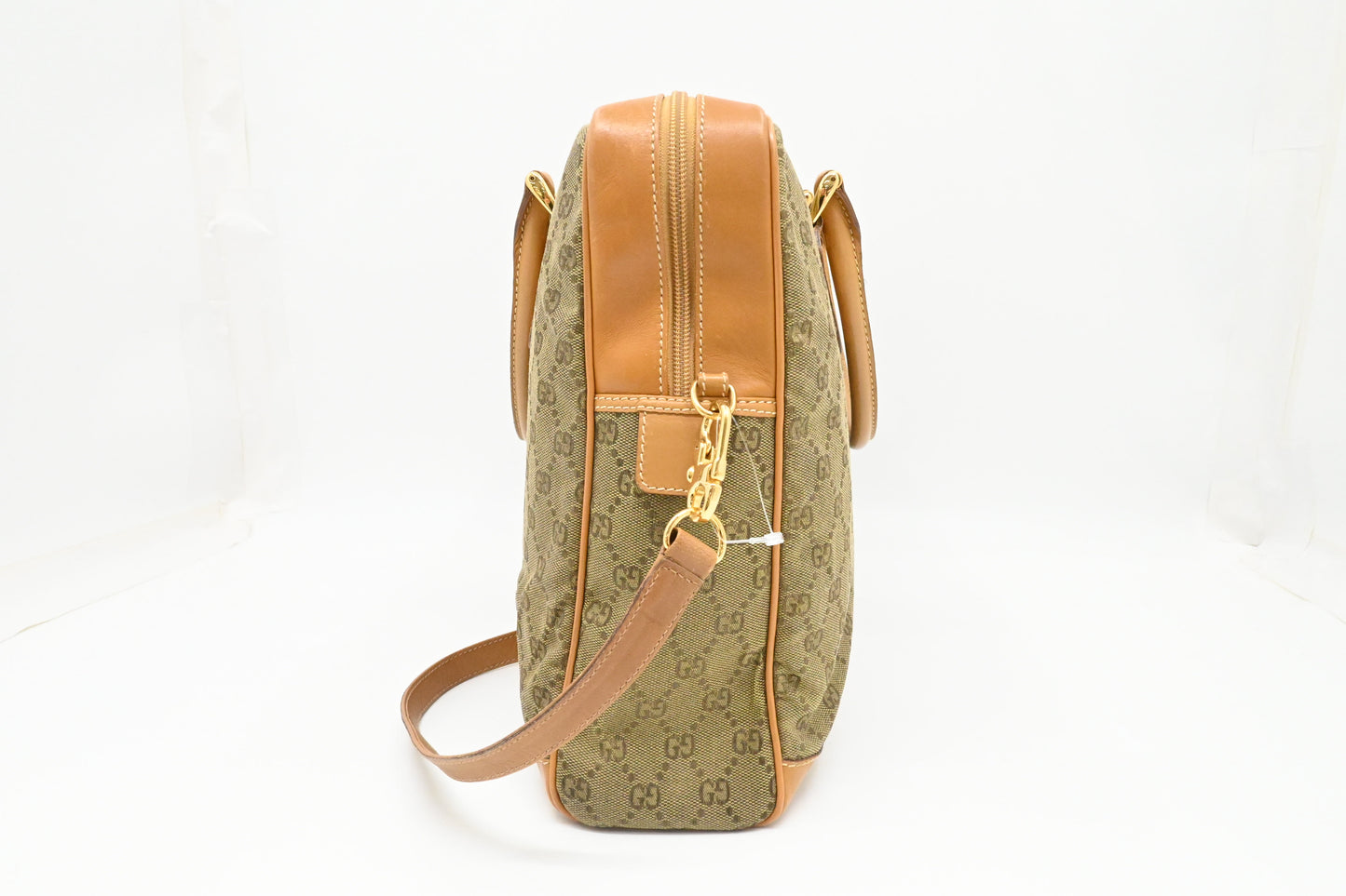 Gucci Business Bag in Beige GG Canvas and Brown Leather