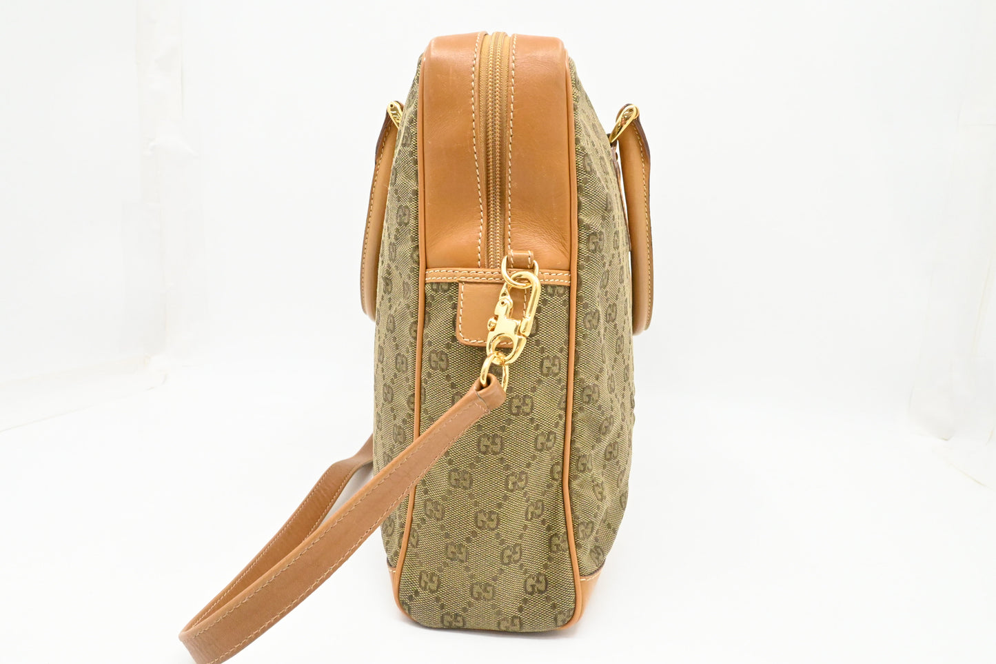 Gucci Business Bag in Beige GG Canvas and Brown Leather