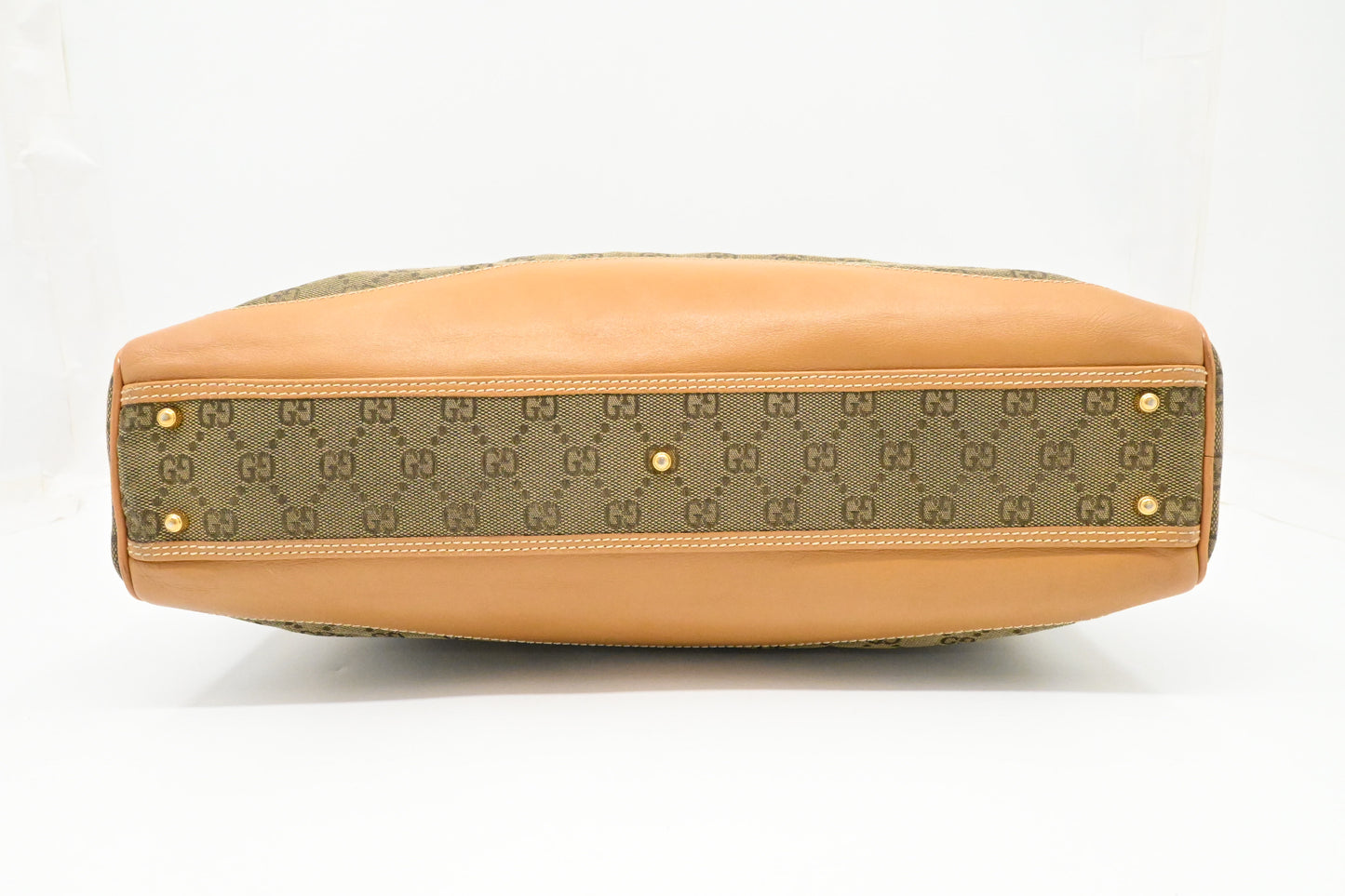 Gucci Business Bag in Beige GG Canvas and Brown Leather