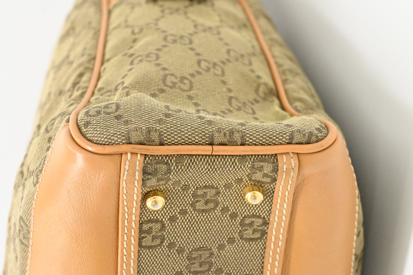 Gucci Business Bag in Beige GG Canvas and Brown Leather