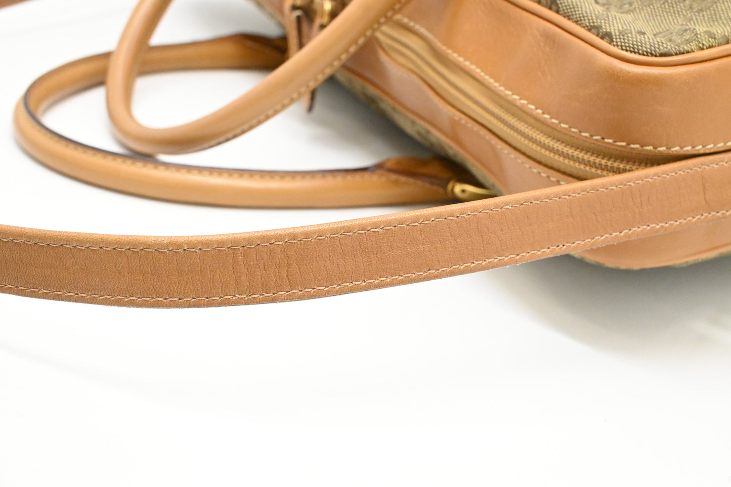 Gucci Business Bag in Beige GG Canvas and Brown Leather