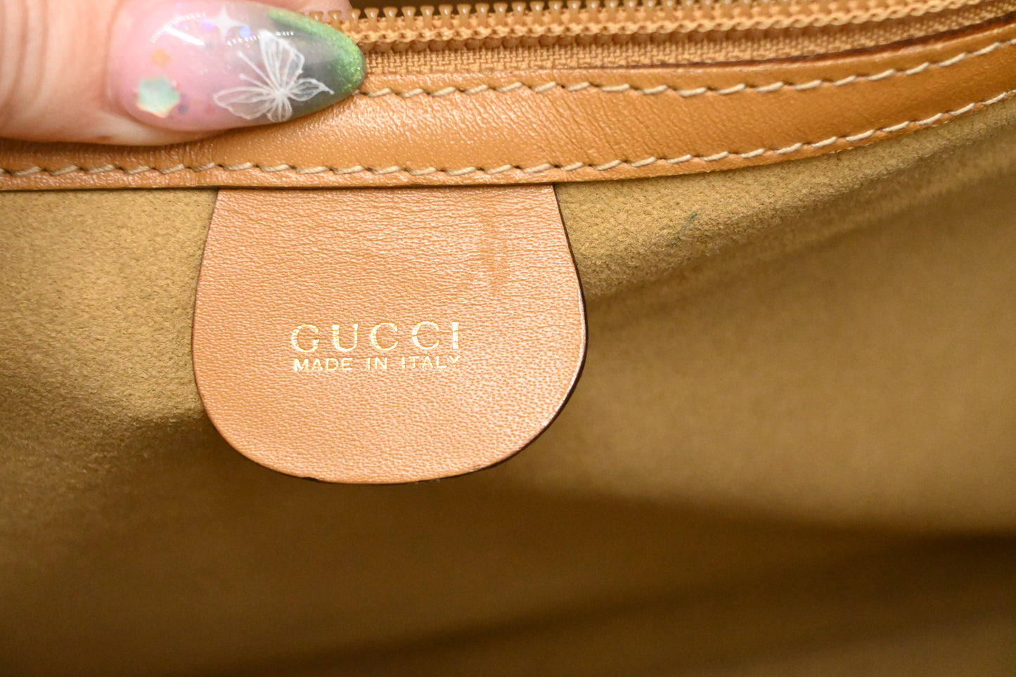 Gucci Business Bag in Beige GG Canvas and Brown Leather