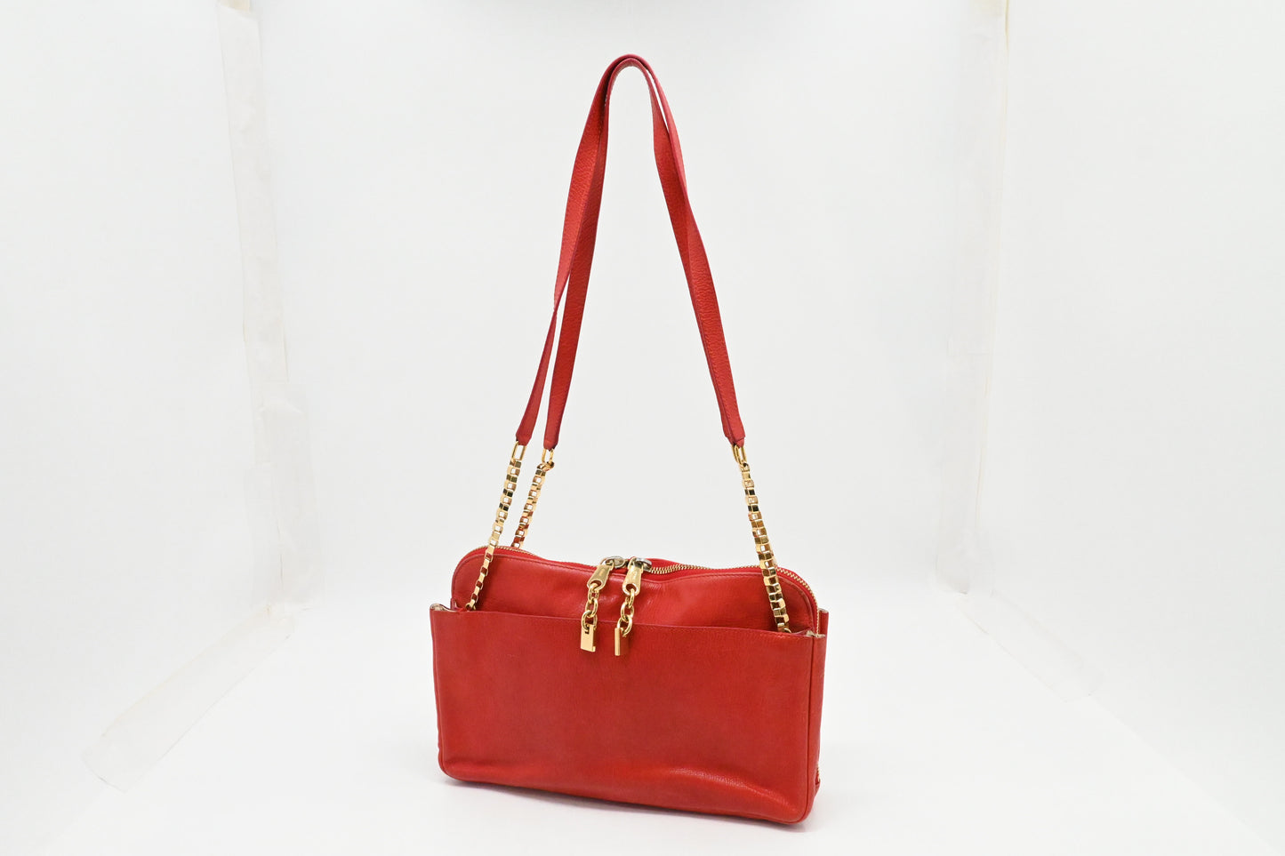 Chloe Lucy Shoulder Bag in Red Leather