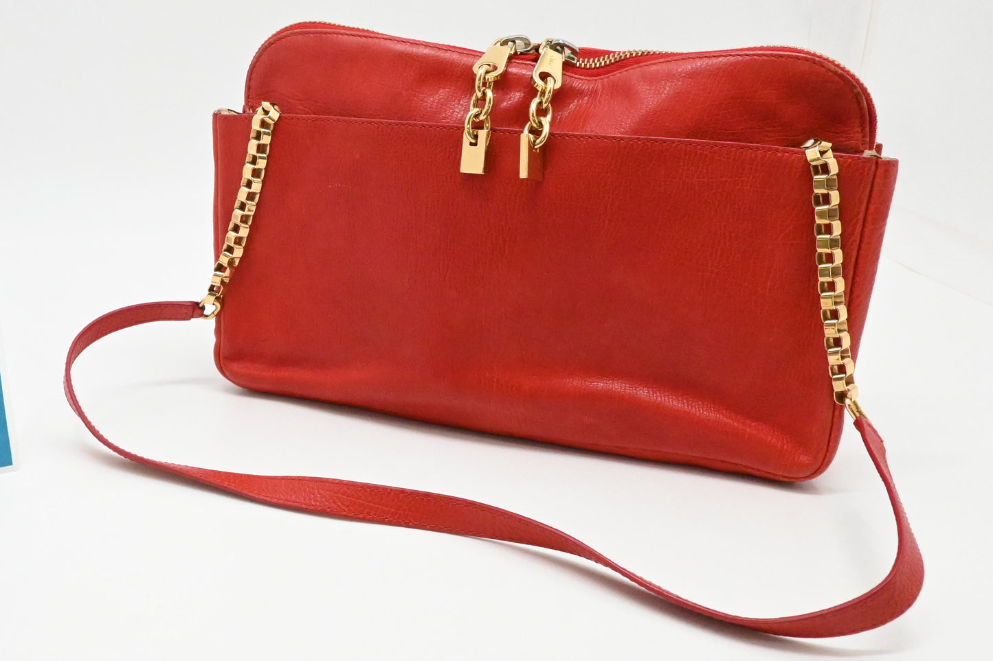 Chloe Lucy Shoulder Bag in Red Leather