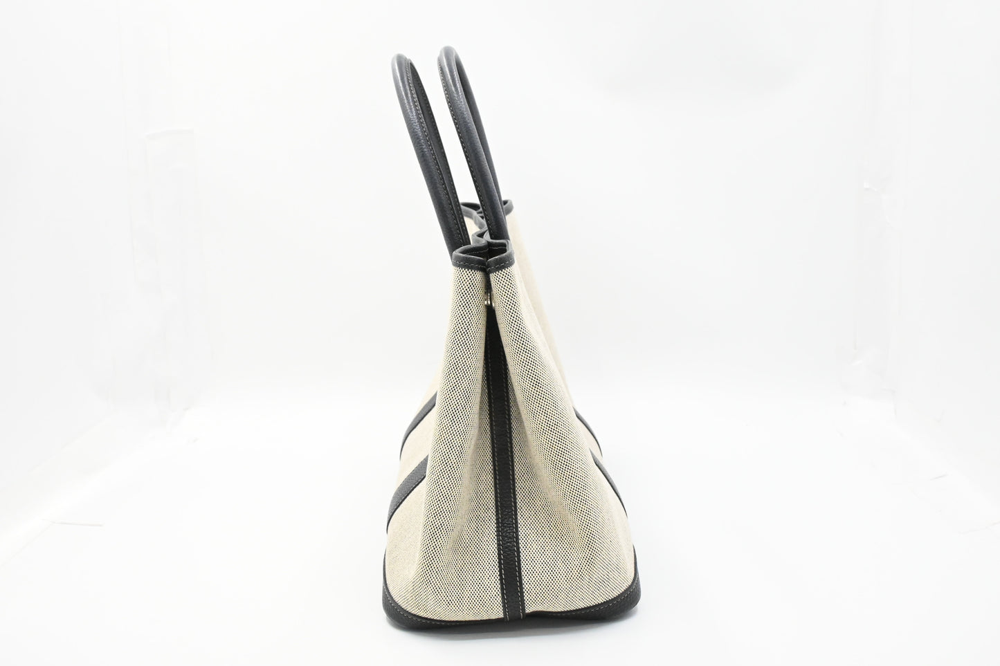 Hermes Garden Party 36 in White Canvas and Black Leather