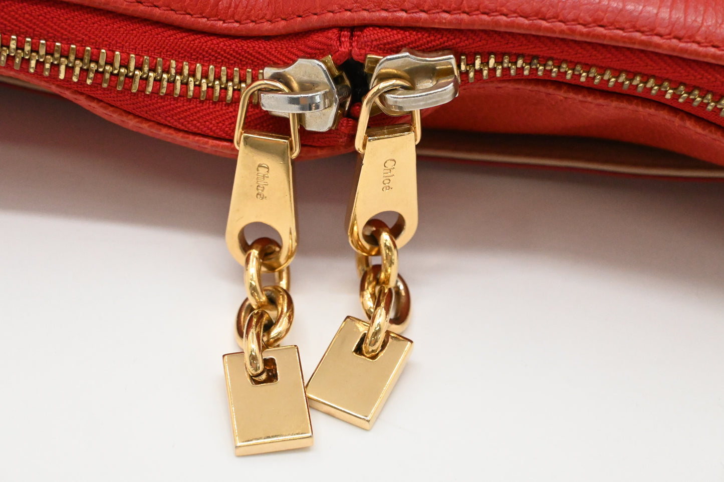 Chloe Lucy Shoulder Bag in Red Leather