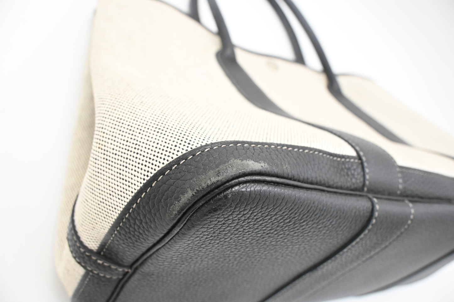 Hermes Garden Party 36 in White Canvas and Black Leather