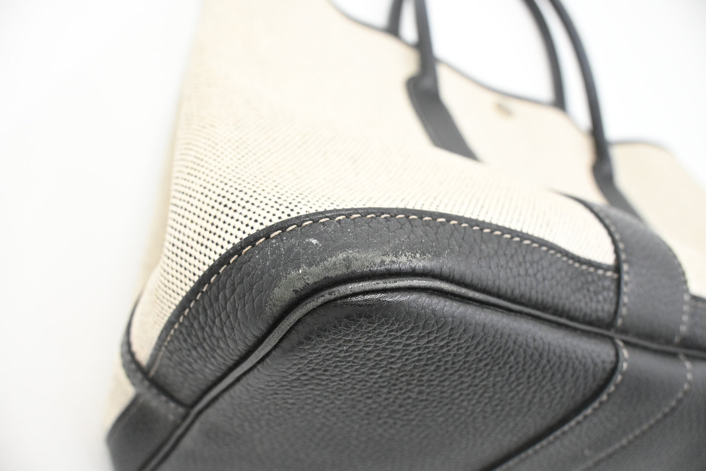 Hermes Garden Party 36 in White Canvas and Black Leather