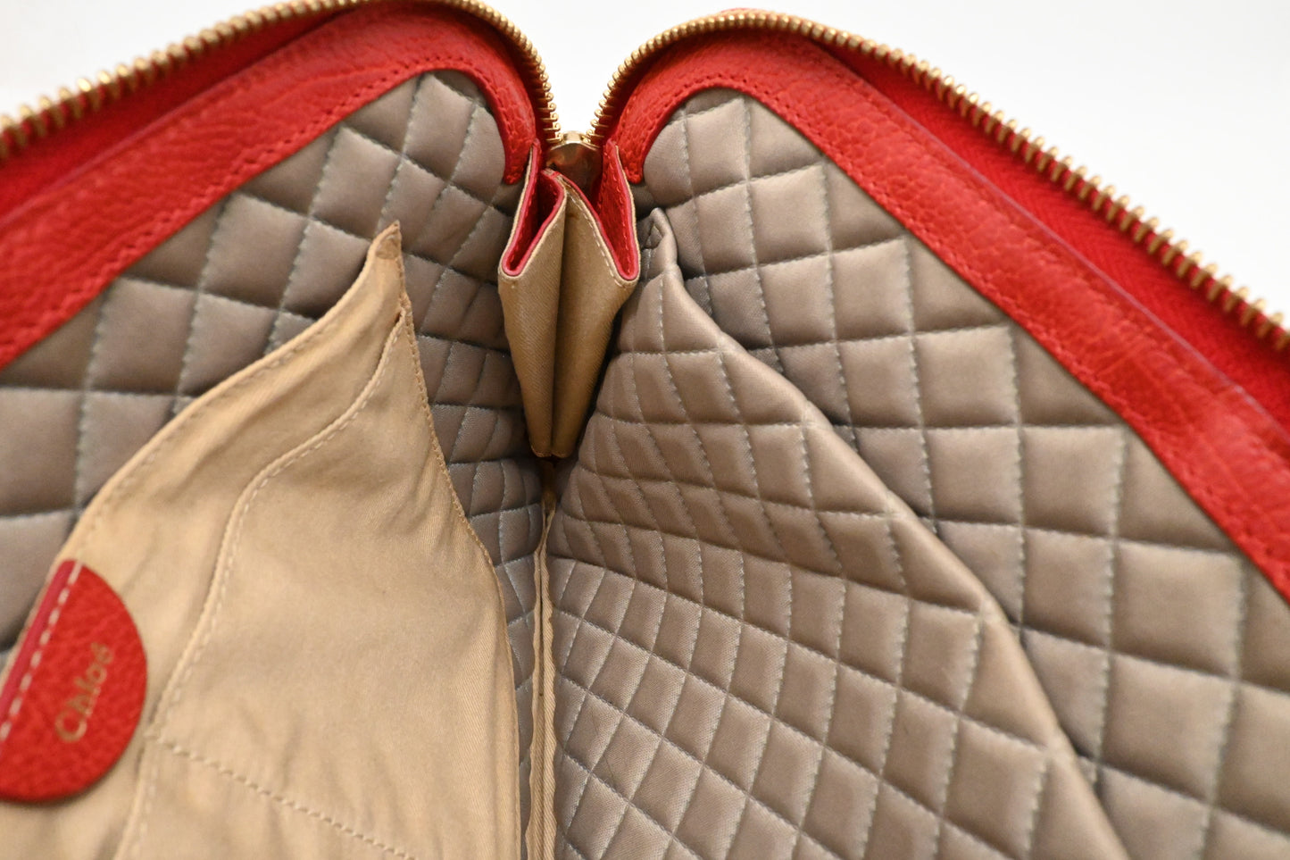 Chloe Lucy Shoulder Bag in Red Leather