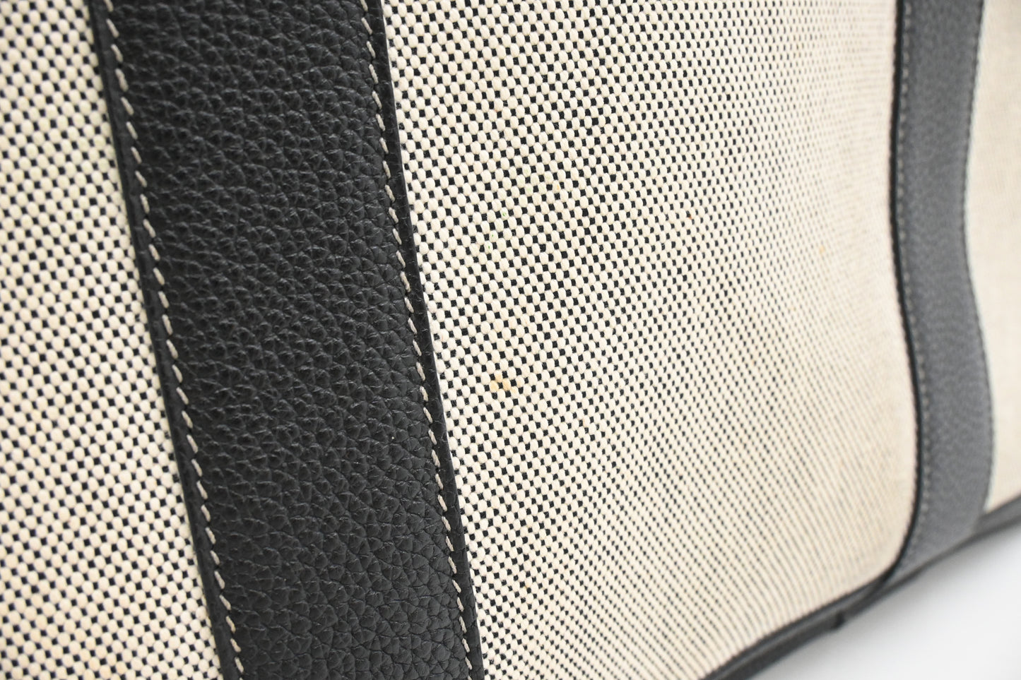 Hermes Garden Party 36 in White Canvas and Black Leather