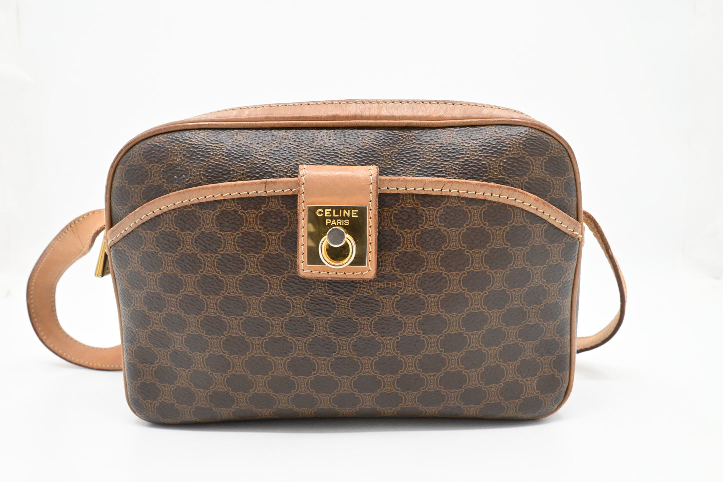 Celine Crossbody Bag in Brown Macadam Canvas