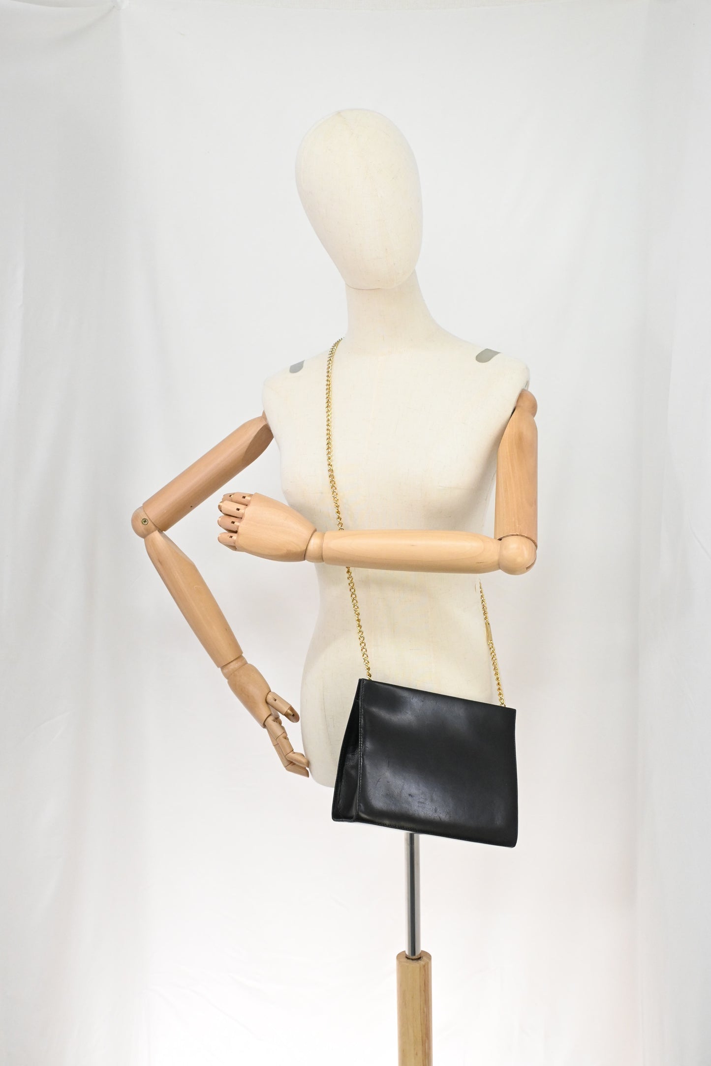 Ferragamo Square Chain Crossbody in Black Leather