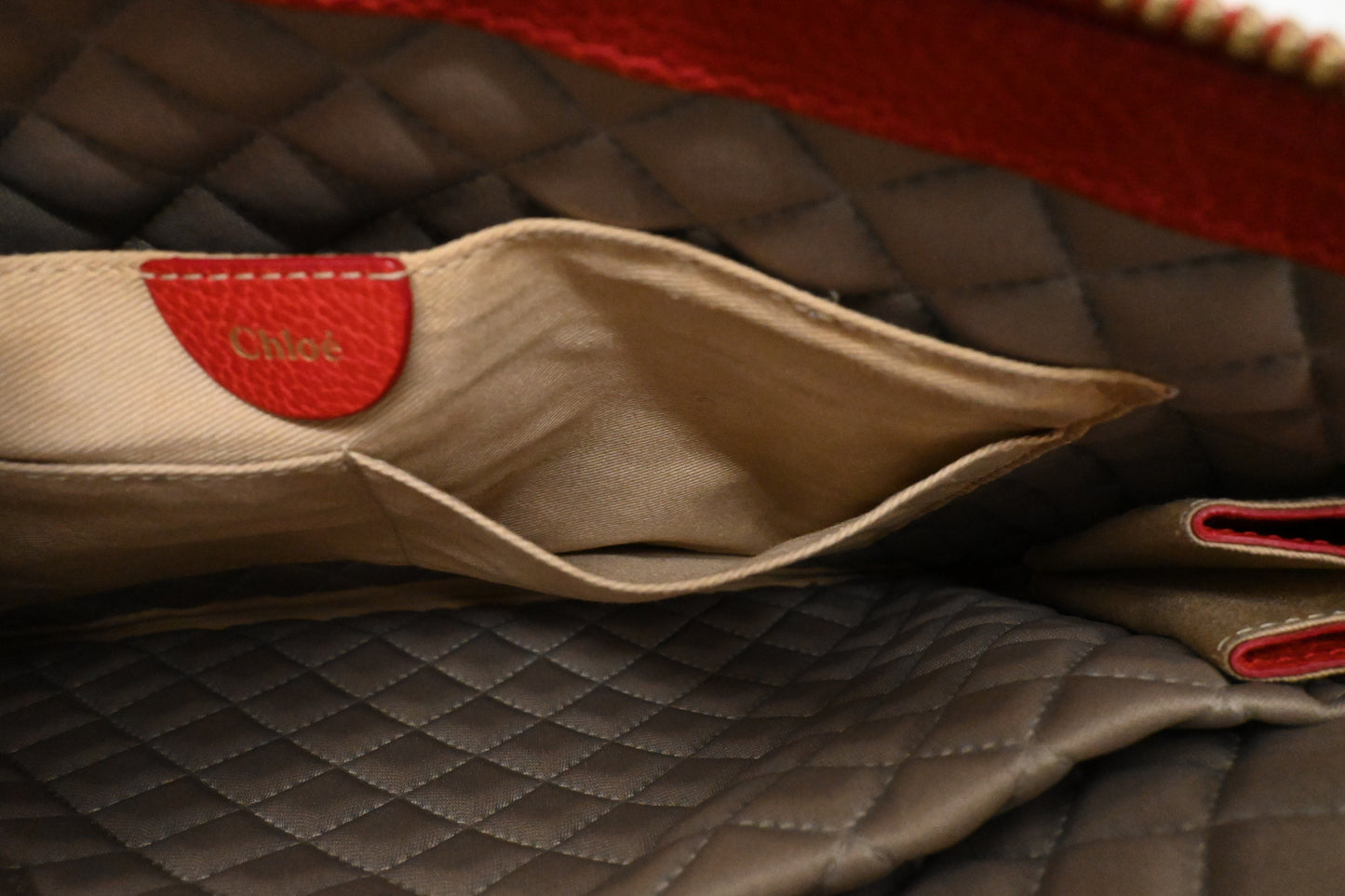 Chloe Lucy Shoulder Bag in Red Leather