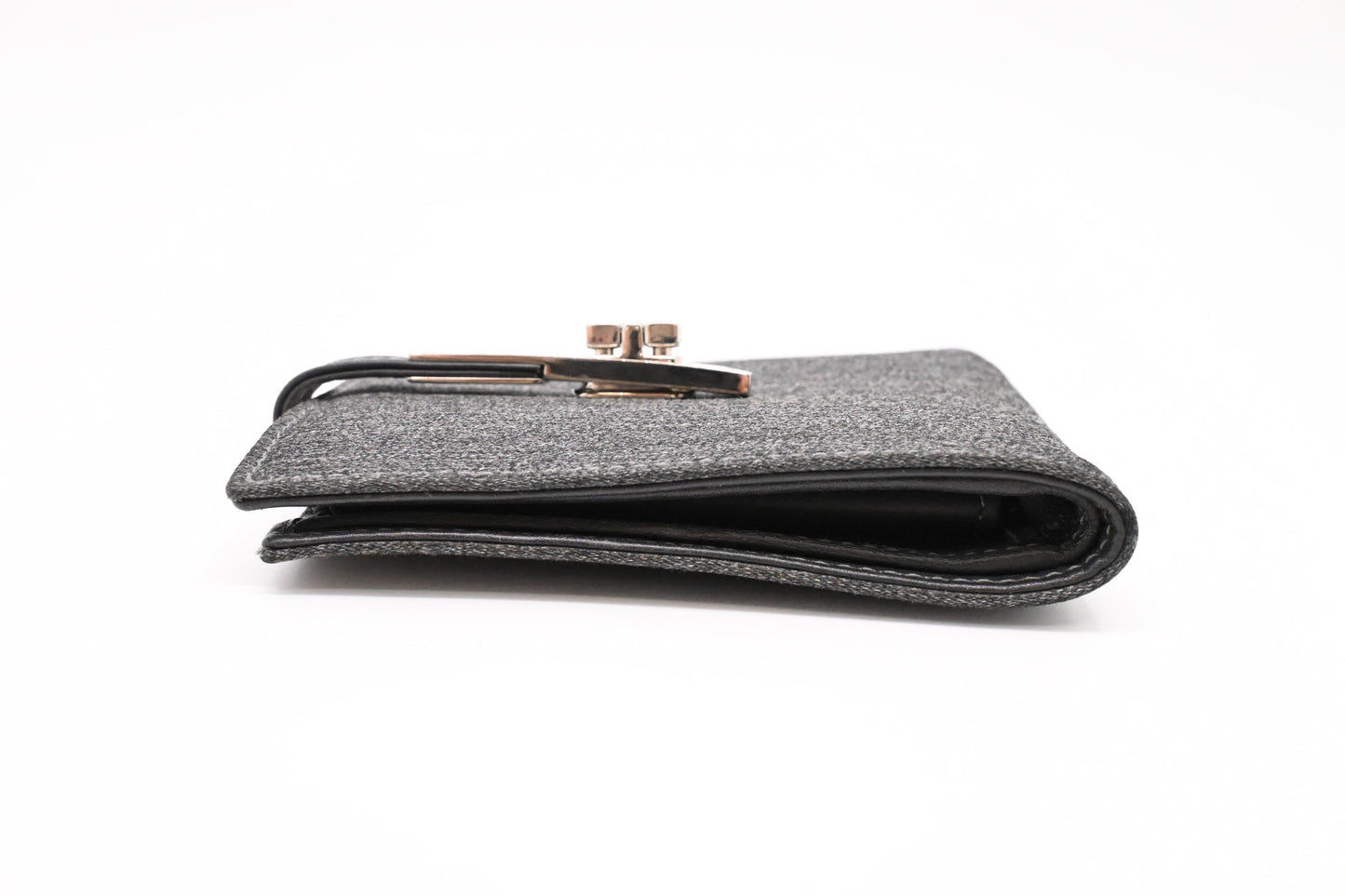 Ferragamo Compact Wallet in Grey Canvas