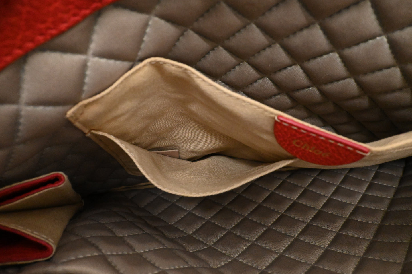 Chloe Lucy Shoulder Bag in Red Leather