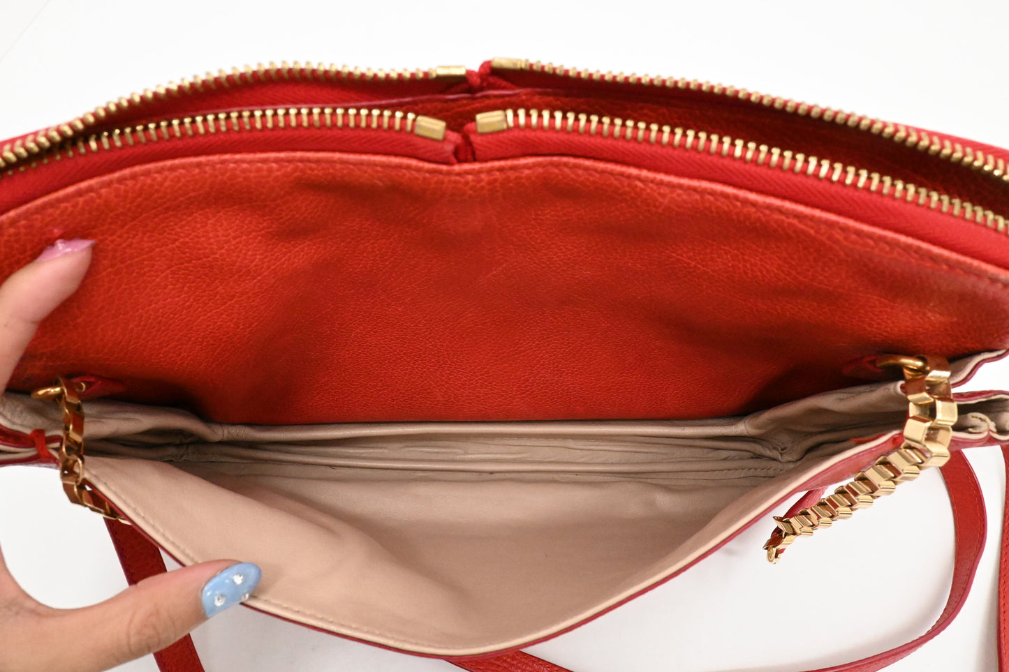 Chloe Lucy Shoulder Bag in Red Leather