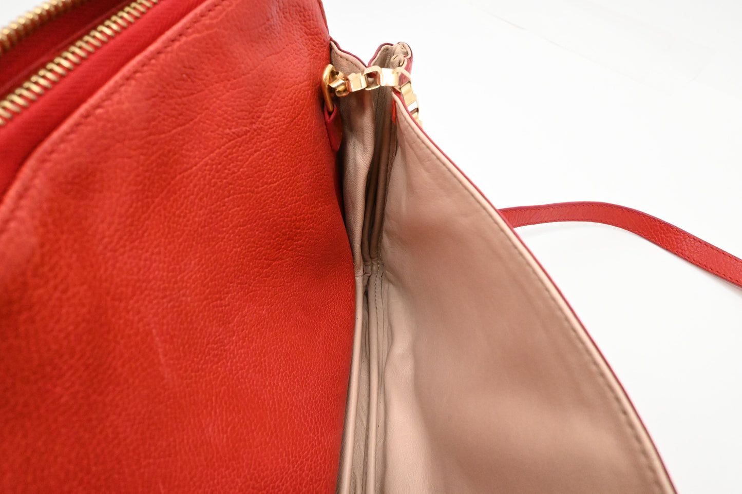Chloe Lucy Shoulder Bag in Red Leather