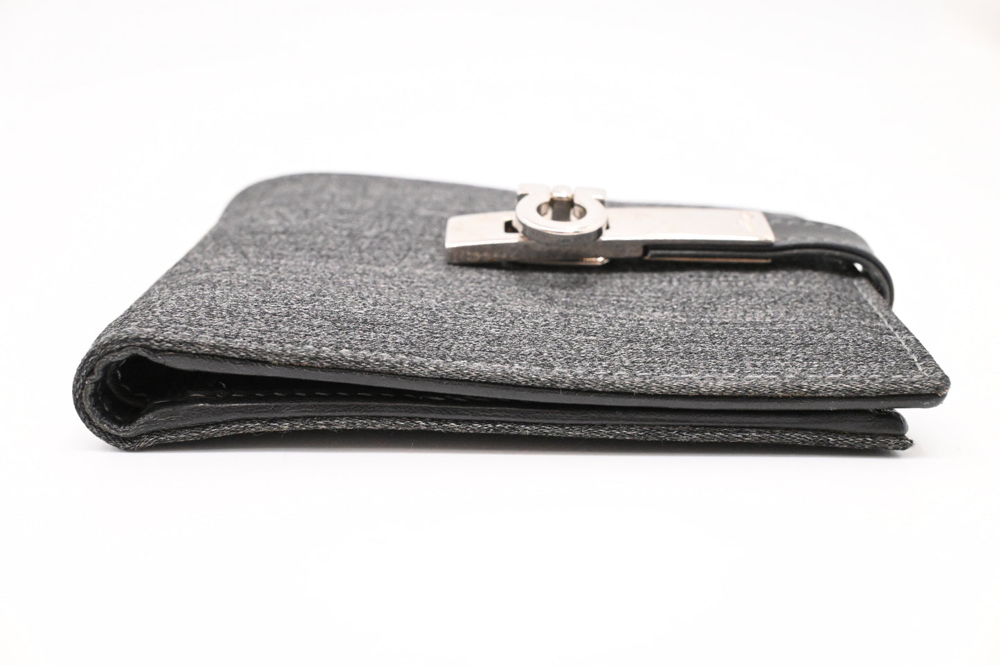 Ferragamo Compact Wallet in Grey Canvas