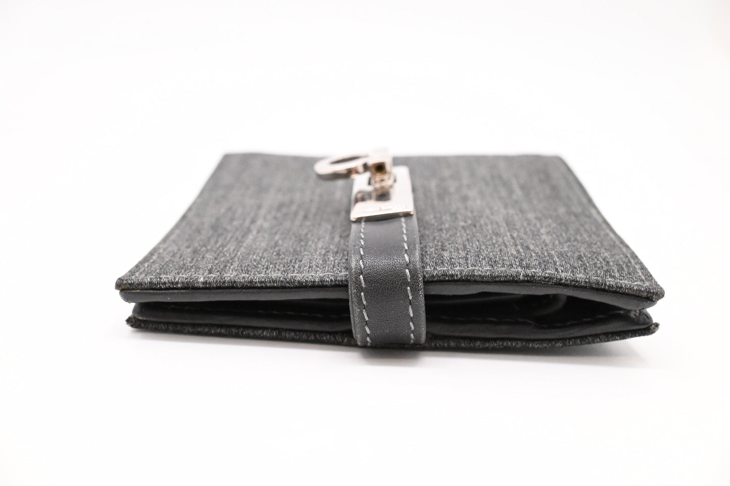 Ferragamo Compact Wallet in Grey Canvas