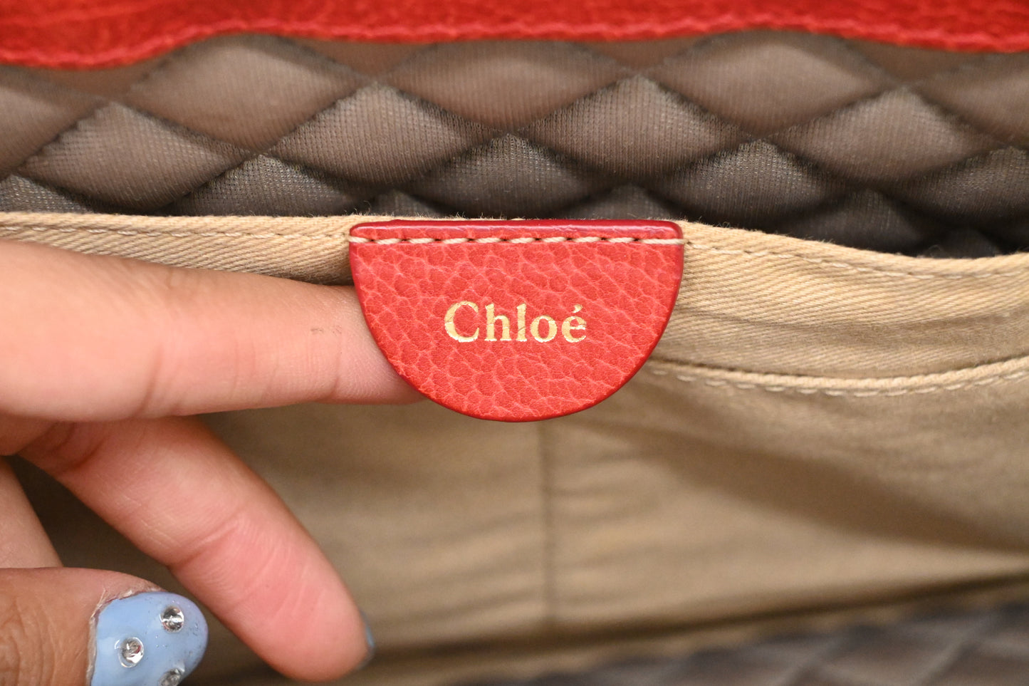 Chloe Lucy Shoulder Bag in Red Leather