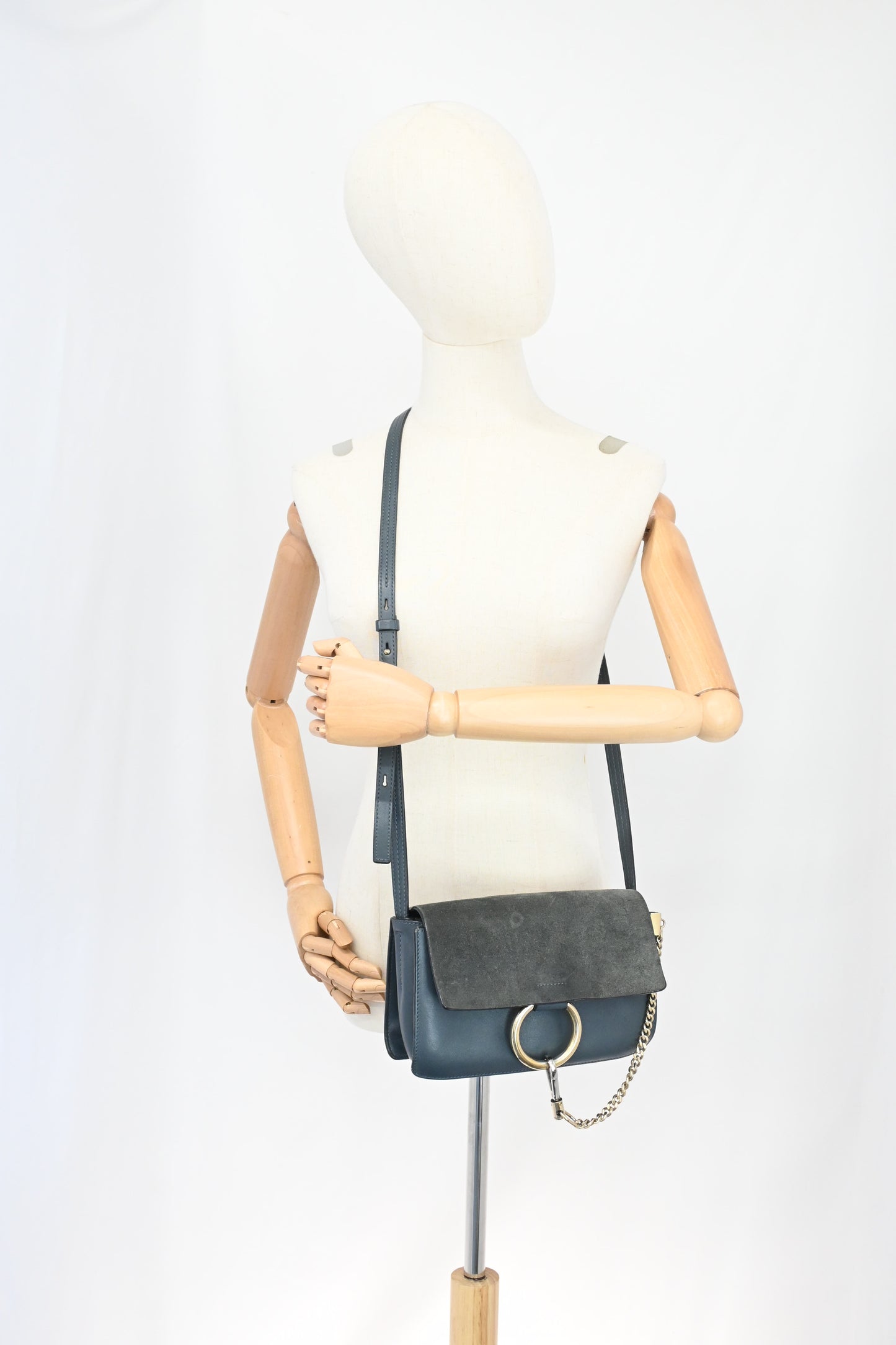 Chloe Faye Crossbody Bag in Blue Leather
